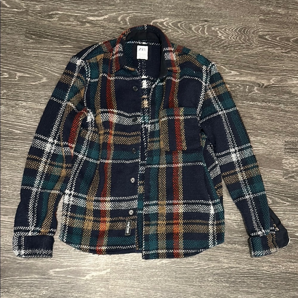 Zara Wool Knitted Fit Plaid Shirt